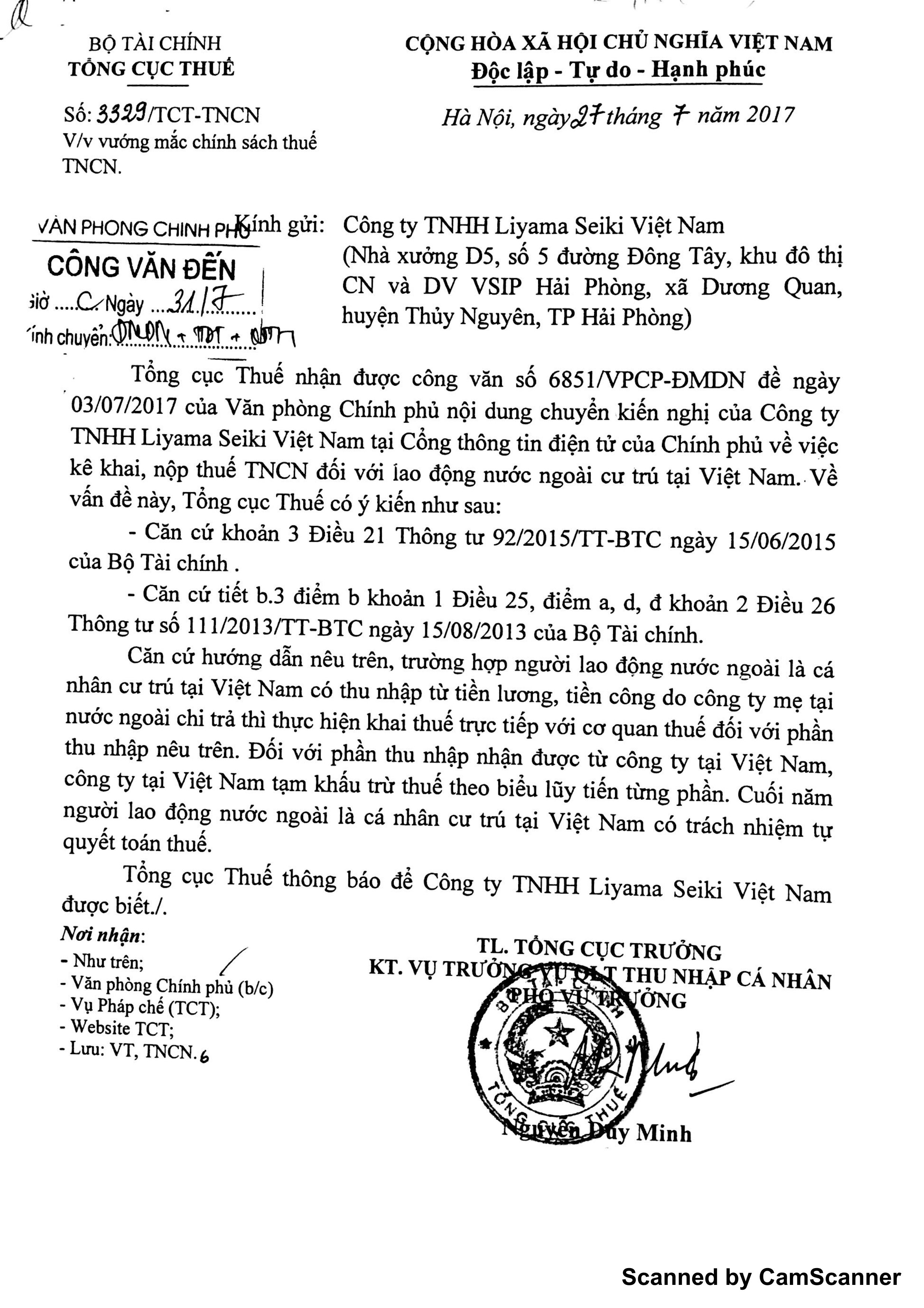 khai thuế cá nhân cư trú