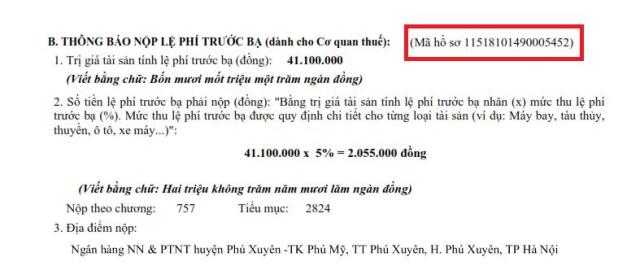 HƯỚNG DẪN KHAI VÀ NỘP LỆ PHÍ TRƯỚC BẠ ĐIỆN TỬ Ô TÔ, XE MÁY